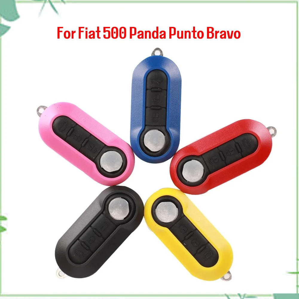 Jingyuqin New 3 Button Flip Remote Key Case Shell Cover Housing For Fiat 500 Panda Punto Bravo Car Alarm Keyless Entry Fob