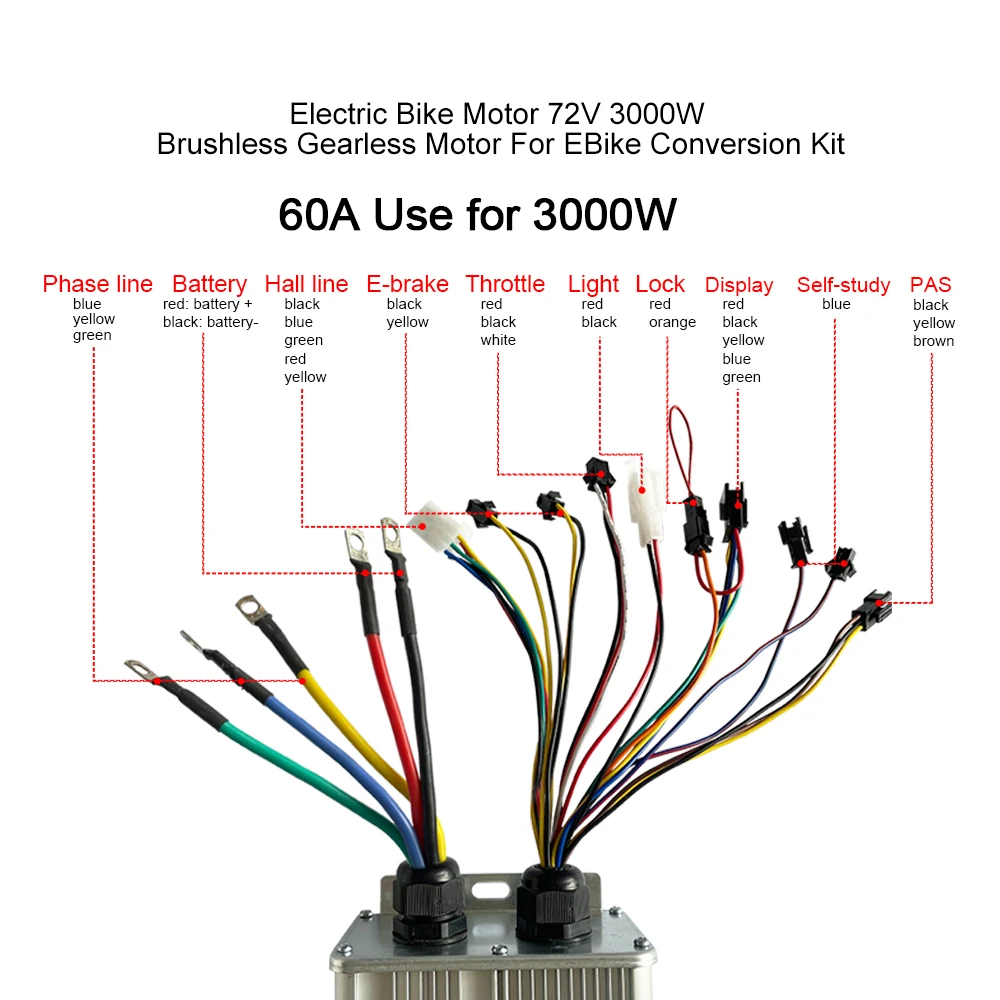 Electric Bicycle Conversion Kit 72V3000W Mountain Bike Motor MXUS 20-29 Inch 700C 3.0Tire