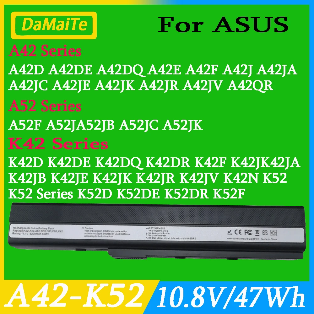 A32-K52 Laptop Battery For Asus A52 A52J A52F A52JB A52JK A52JR  A31 A32 A41 A42-K52 K42 K42F K42JB K42JK K52F K52J K62 P42 X42