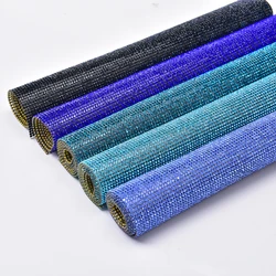 24*40Cm adesivi con strass blu foglio di cristallo autoadesivo Trim Hotfix Diamond Applique per scarpe fai da te vestiti decorazione auto