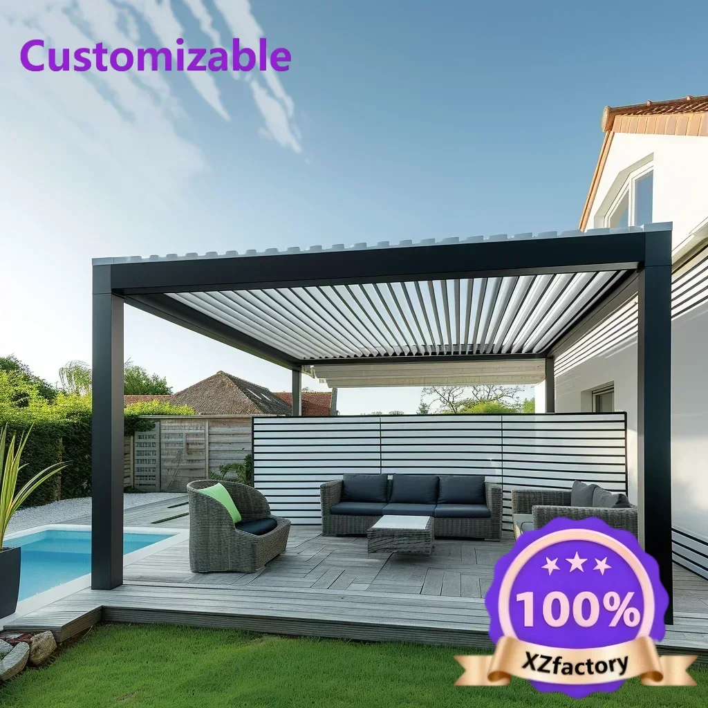 Pérgola de Techo Solar con Persianas de Aluminio, Moderna, Impermeable, para Exteriores, Estructura de Aluminio, Directo de Fábrica, Mejor Valorada 2026