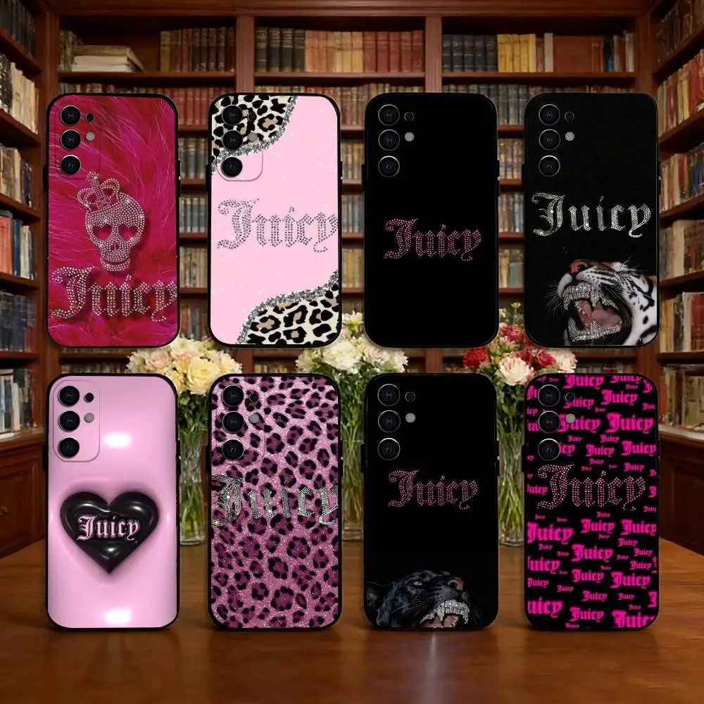 J-Juicy C-Couture Phone Case Black Silicone Soft For Samsung S25,S24,S21,S22,S23,S30,Ultra,S20,Plus,Fe,Lite