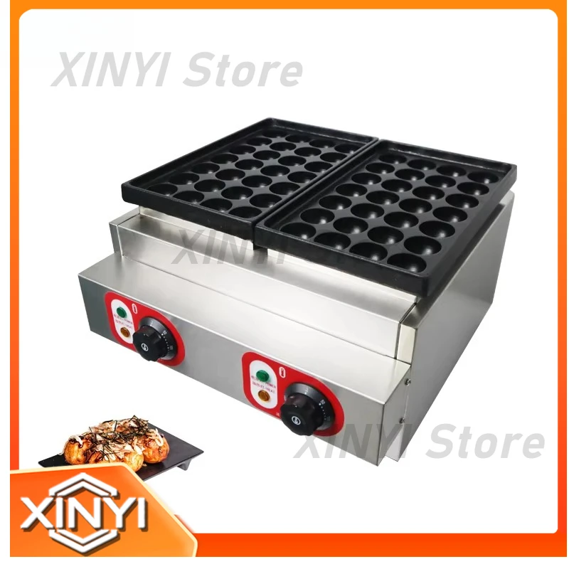 Commercial Electricity Double Plate Fish Ball Waffle Machine 28 Holes Non-stick Snack Round Ball Maker for Food Service for