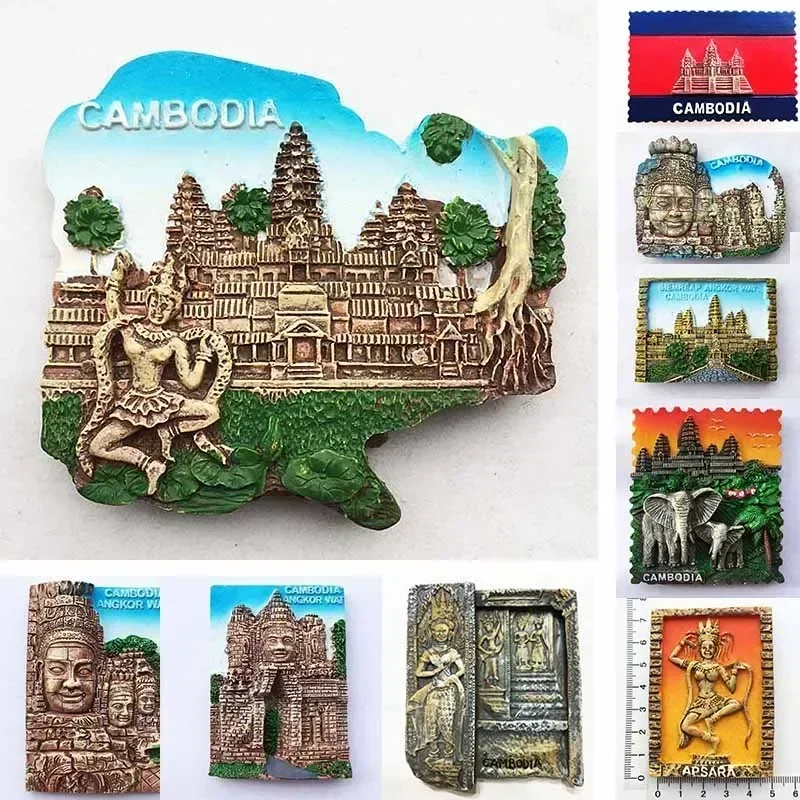 Cambodia Fridge Magnets Southeast Asia Tourist Souvenirs Magnetic fridge Sticker Angkor Wat  Apsara Stickers for Refrigerator