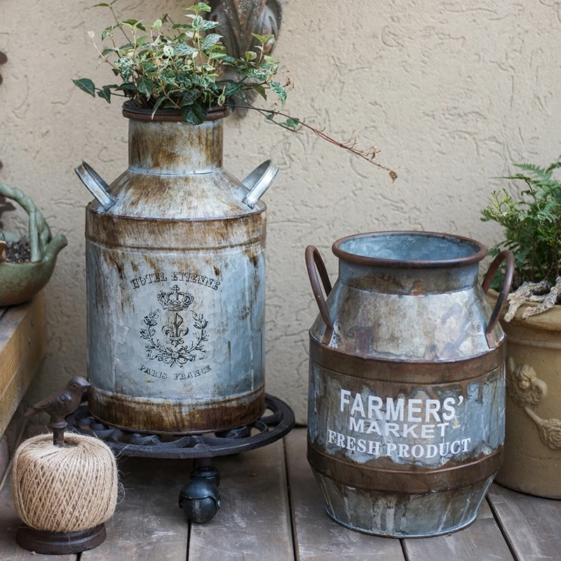 

Rust Color Iron Bucket Flower Ware Flower Bucket Vase Flower Art Groceries Garden Zakka Decoration Ornaments