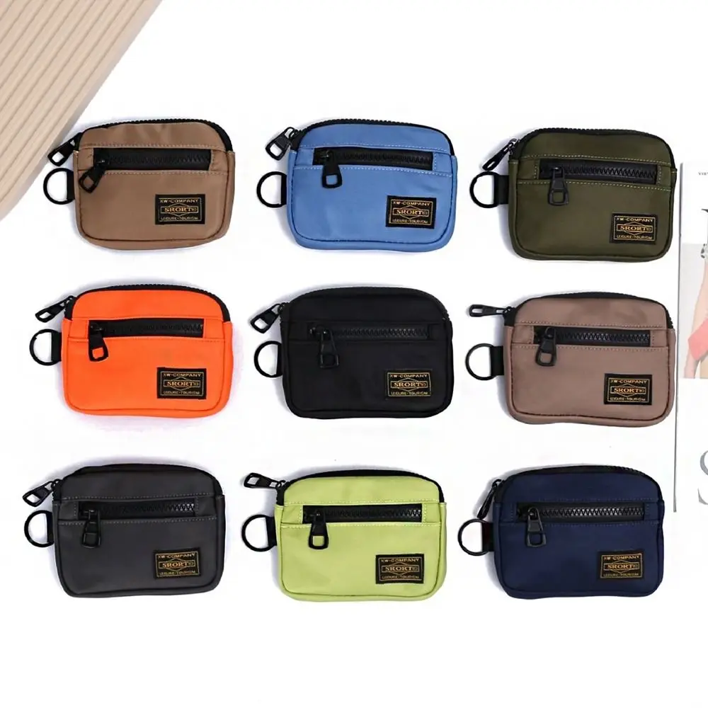 Portable Canvas Coin Purse Card Holder Korean Style Zipper Short Wallet Oxford Cloth Zipper Pouch Mini Earbuds Storage Bag Girls