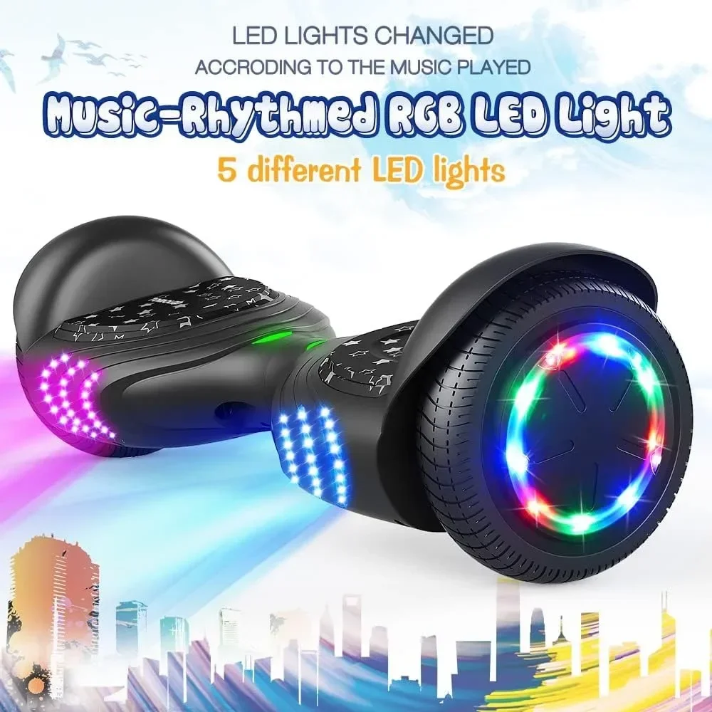 Hoverboard, with Speaker and Colorful LED Lights Self-Balancing Scooter Certified 6.5