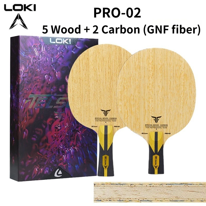 

LOKI PRO-02 7-Ply Table Tennis Racket Blade 5 Wood + 2 GNF Carbon Fiber Koto Face Material Kiri Core Ping Pong Paddle with Box