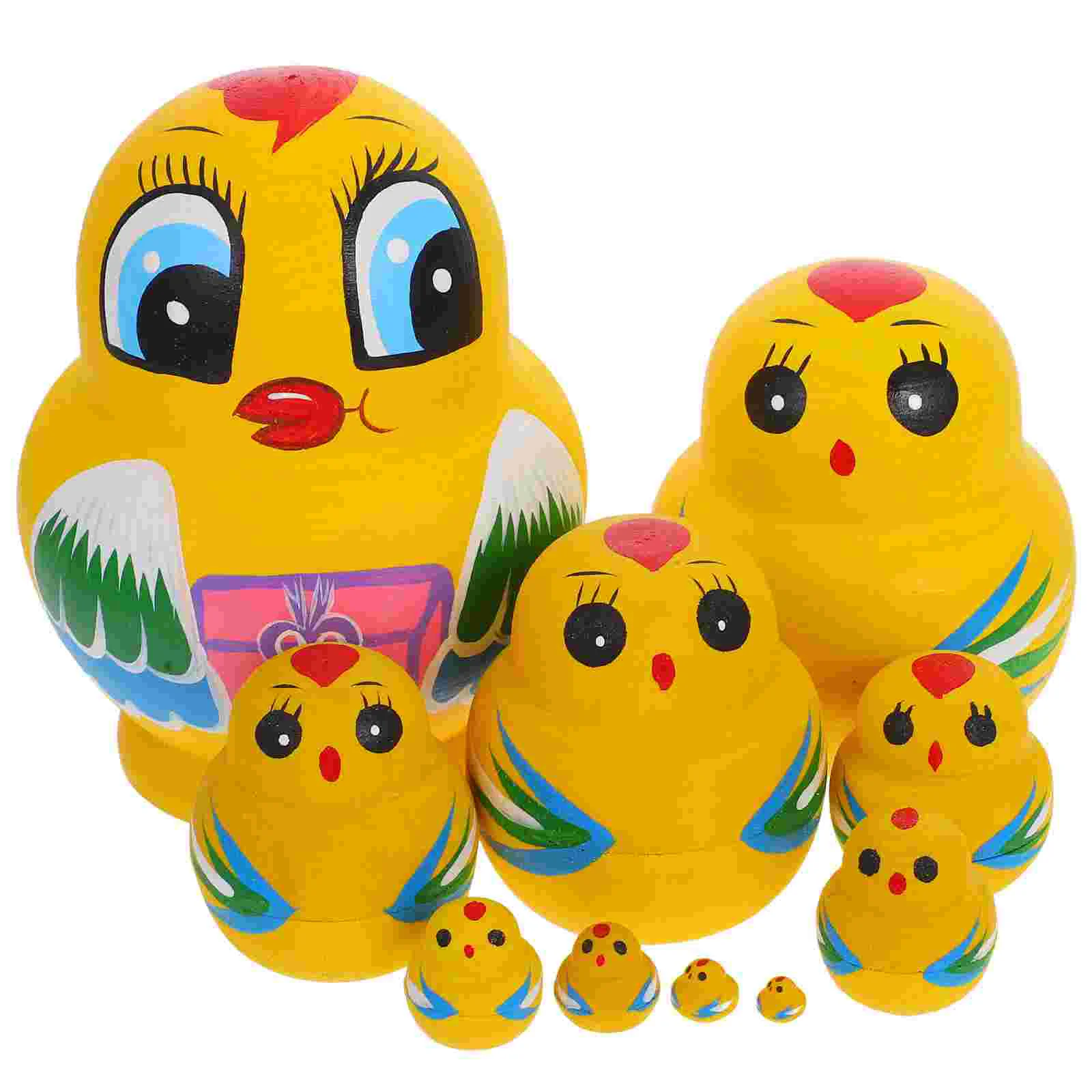 

10 Pcs Animal Matryoshka Wooden Stacking Toy Craft Nesting Pattern Kids Toys