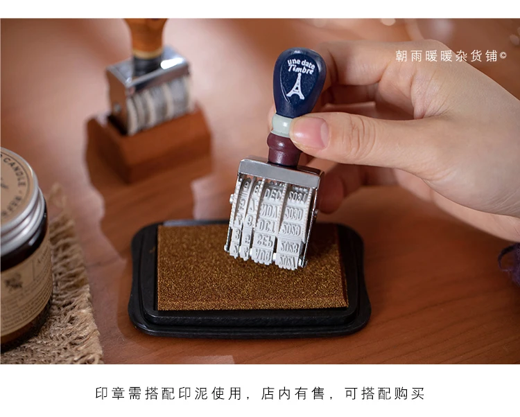 Chaoyu Retro Holz-Datumsstempel Einstellbarer Digitaler Rollstempel Kreatives Tagebuch DIY Check-In Dekoration – Detail 7