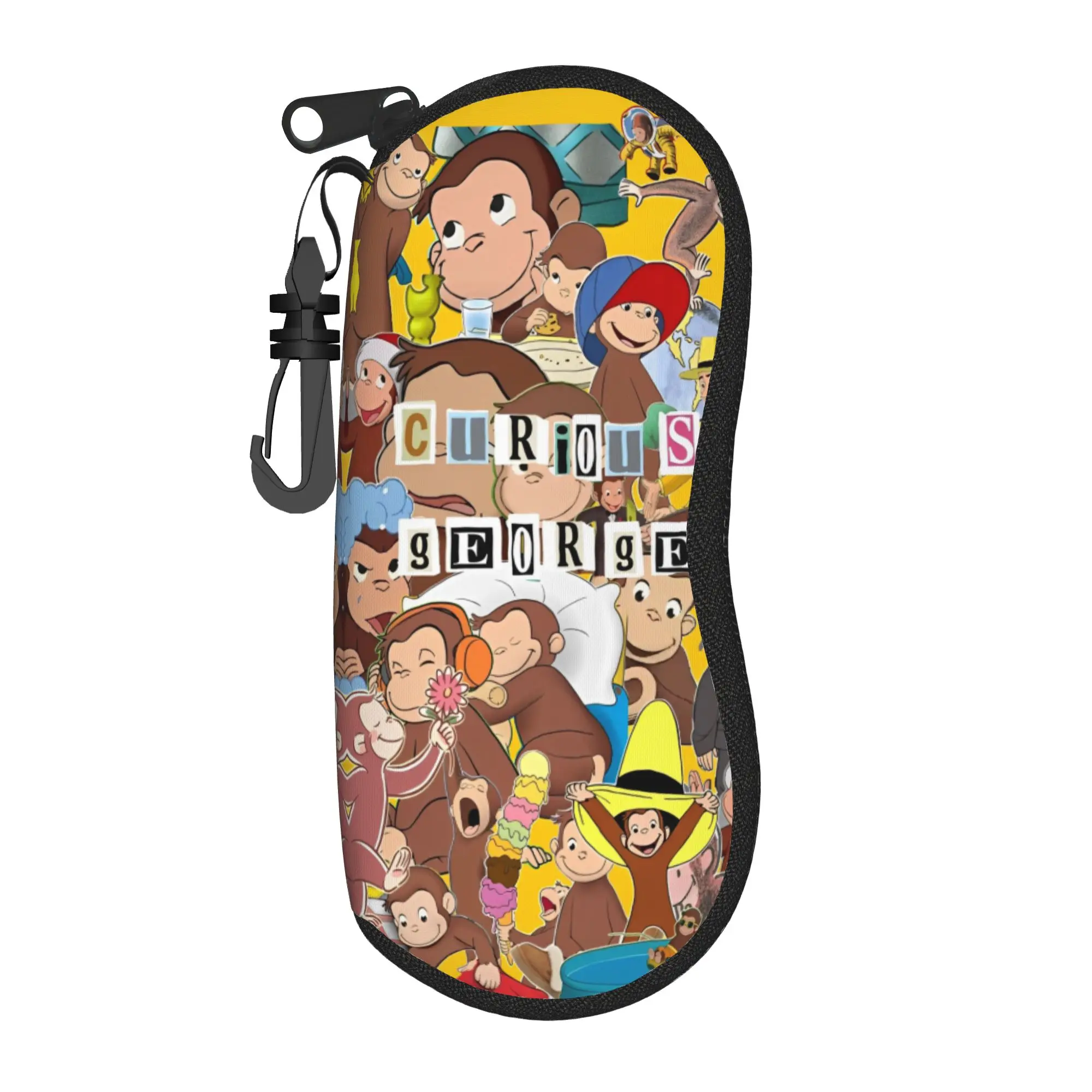 Curious George African monkey Anime Glasses Case Unisex Travel Zipper  Eyewear Protector Ultra Eyeglasses Box