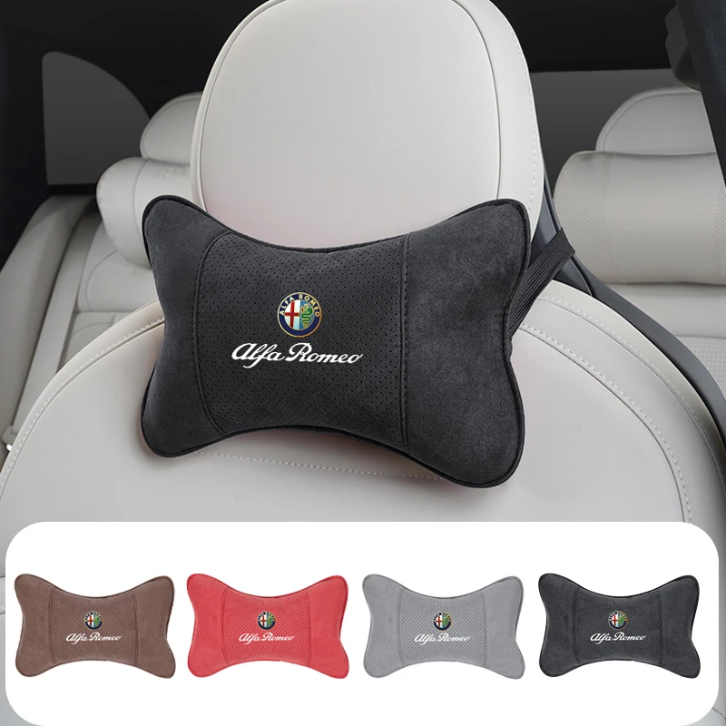 

2026 Горячая наклейка, 1 шт., подушка для шеи автомобиля, замшевая подушка для автомобильного сиденья, аксессуары для подголовника для Alfa Romeo 156 159 147 4C 8C 166 Giulia Giulietta