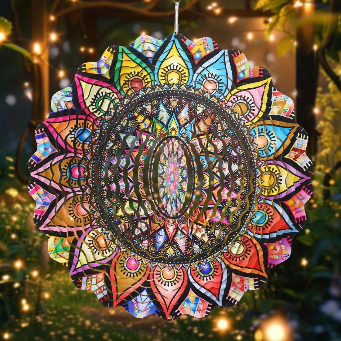 Metall-Windspinner-Windspiel, 25,4 cm große kinetische Mandala-Skulptur aus Edelstahl für die Innendekoration im Innen- und Außenbereich