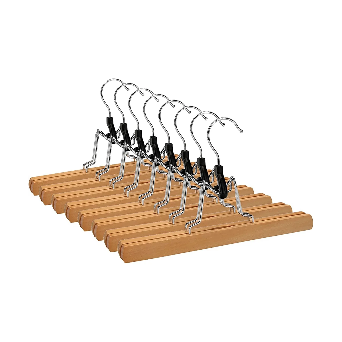 8 Pack Home Pants Rack, Wooden Stretcher, Clamping Hanger