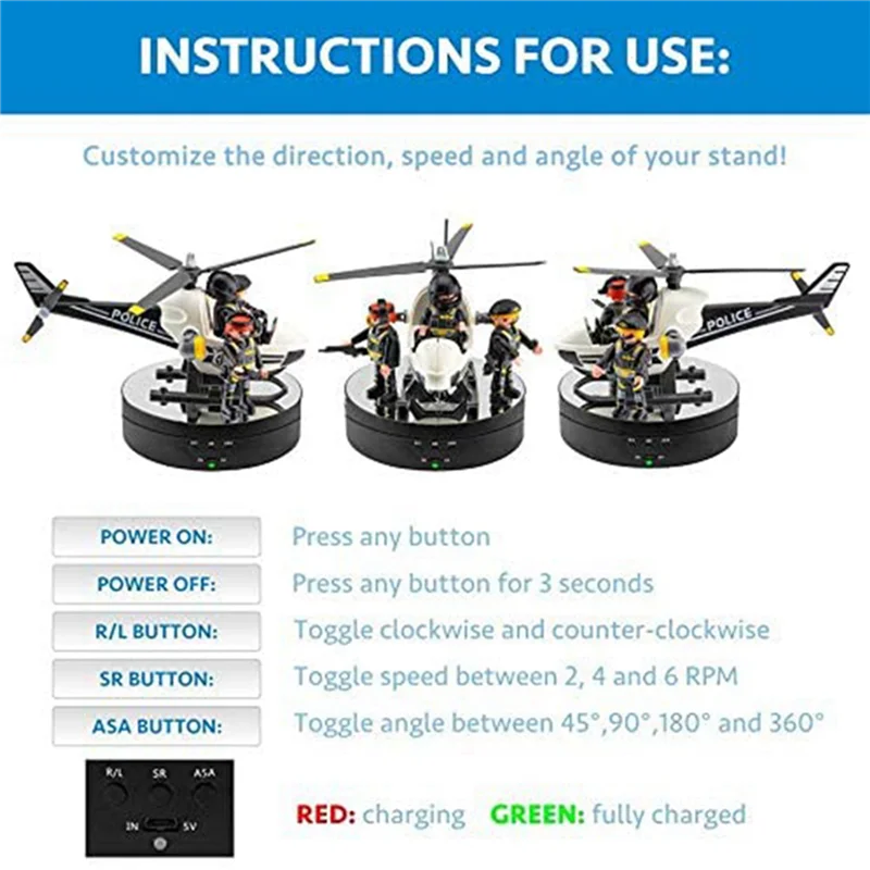 ABWR-2X 360 Degree Motorized Rotating Mirrored Display Stand Turntable Show Case For Show Jewelry Take Photo Backdrop Stand