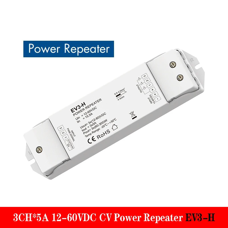 dc12-60v-3-チャンネル定電圧パワーリピーター-5a-ch-単色、二色、rgb-led-ストリップまたはモジュールに適用します。