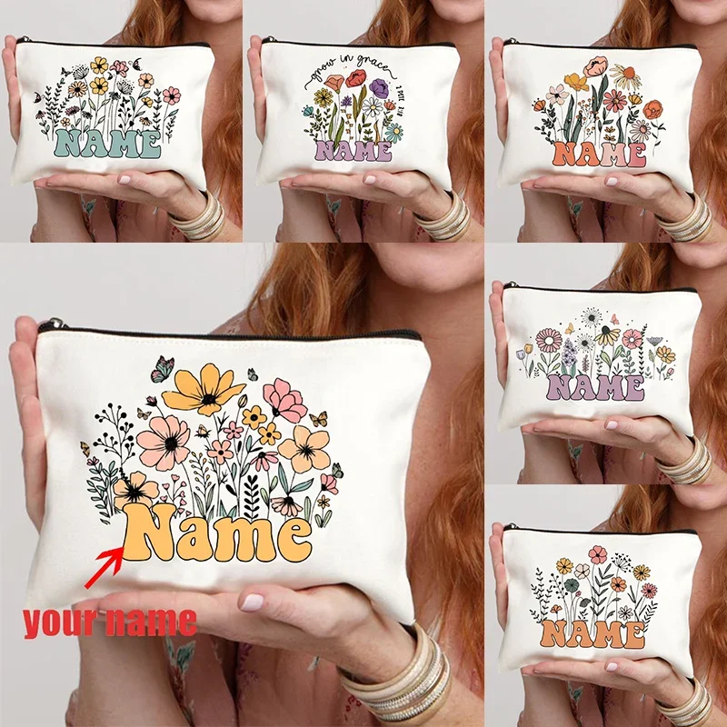 Docent Naam Custom Cadeau Make-Up Tas Gepersonaliseerde Afstudeergeschenken Etui Terug Naar School Cadeau Voor Leraren Vrouwen Portemonnee