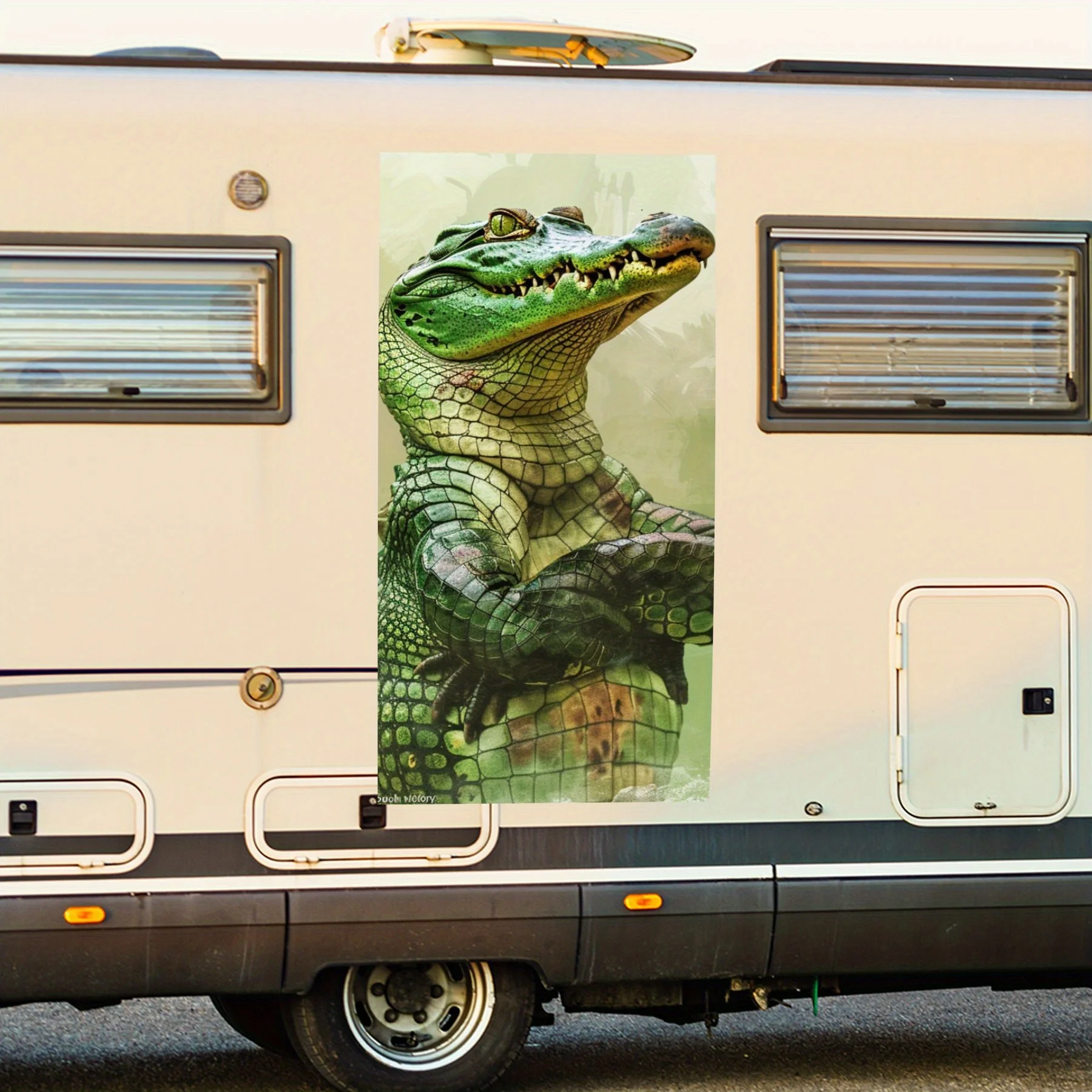 

Крутая виниловая наклейка «Крокодил» для двери автомобиля на колесах, водонепроницаемые самоклеящиеся виниловые наклейки, декоративная защита Autom