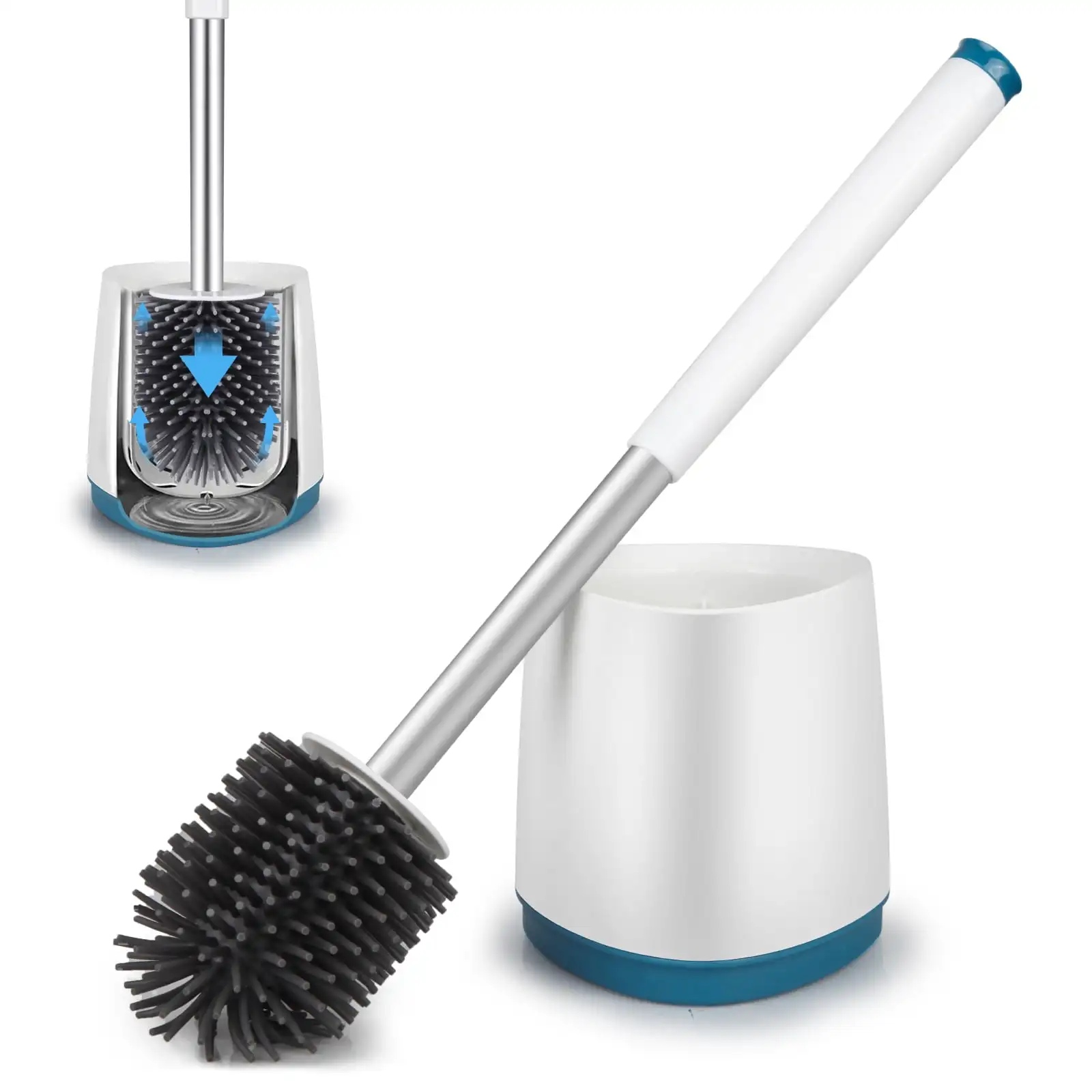 

Toilet Bowl Brush and Caddy Holder Set Bathroom Toilet Scrubber Brush Cleaning with Tweezers Toilet Brush