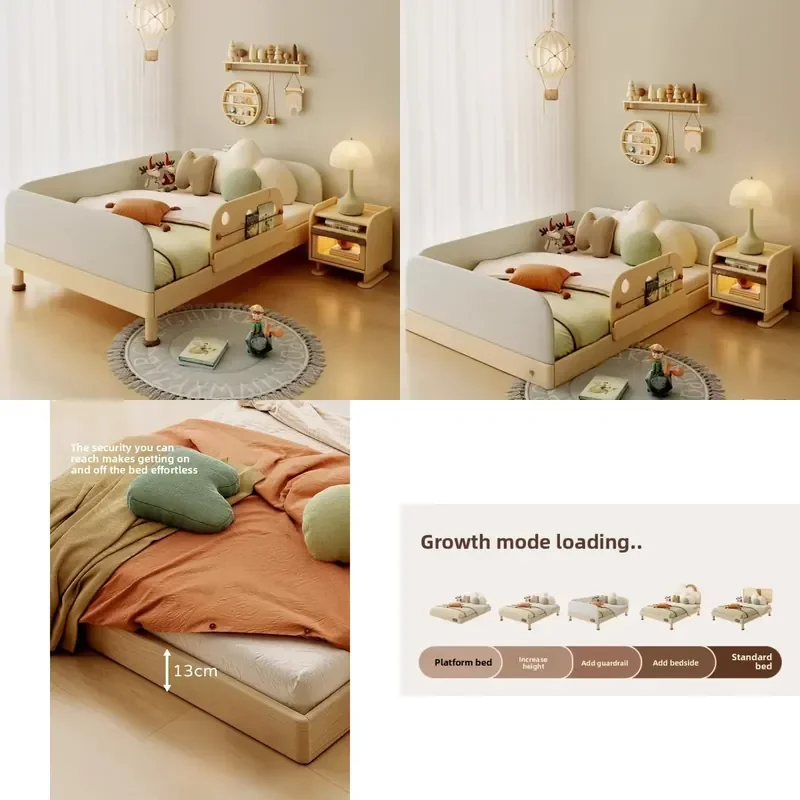  Montessori Floor Bed Solid Wood with Guardrails  Boys and Girls Tatami Bedroom New Original
