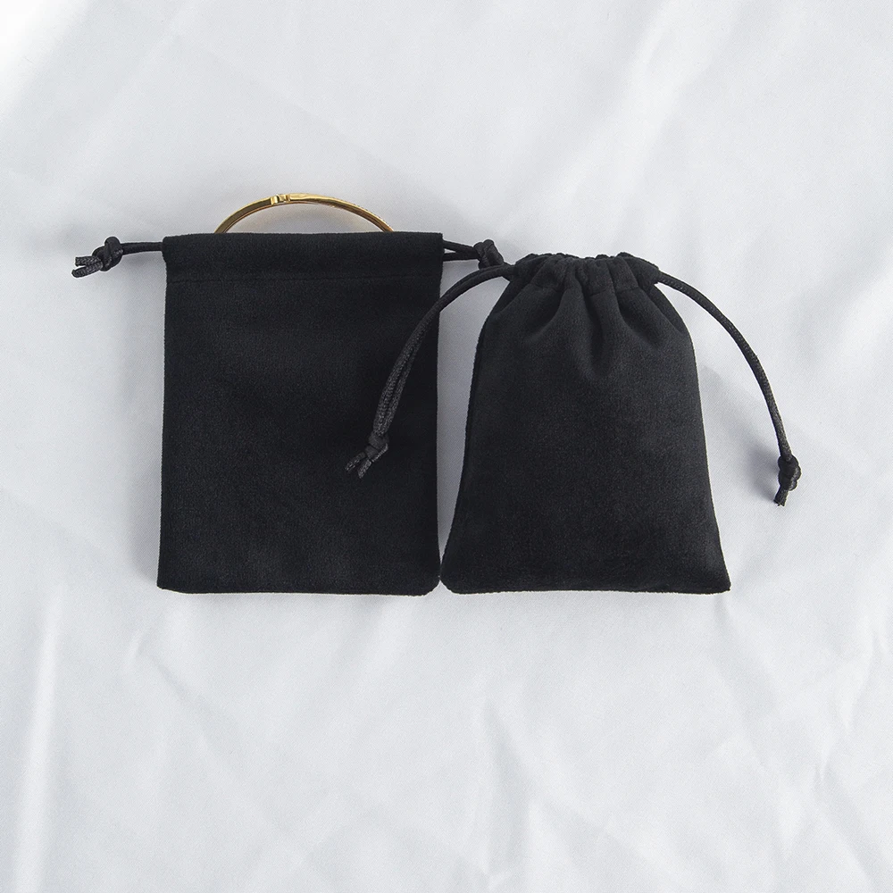 50 Wholesale Black Velvet Cloth Jewelry Pouches Drawstring Packaging Bags Glasses USB Key Chain Storage Bag Wedding Party Goodie