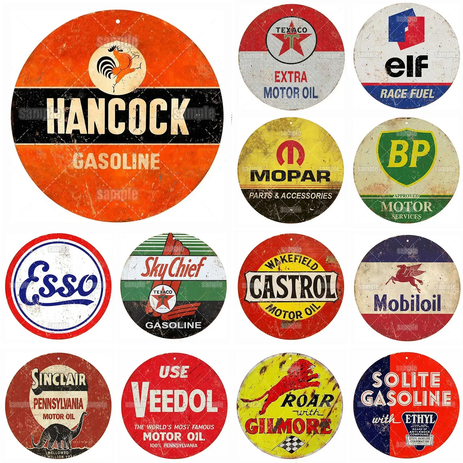 Panneau rond en métal Vintage rétro Gasonline, décor rustique, affiches d'art murales, peinture en fer drôle pour maison, Bar, Pub, café, Garage