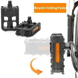 Folding Bike Pedals Universal Foldable Pedal Footboard with Reflector MTB Road Bike Anti-Skid Reflective Sealed Bearing