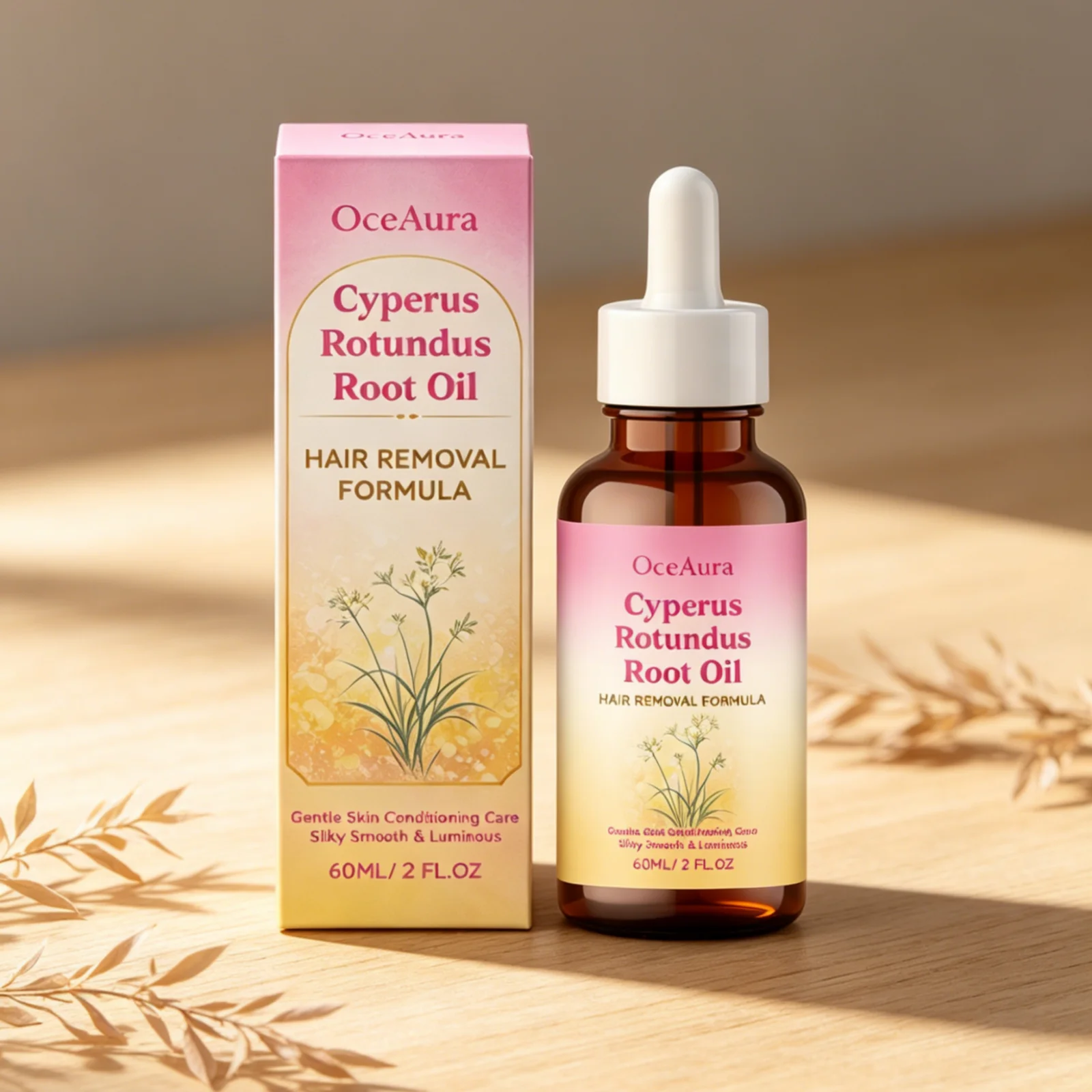 OceAura Cyperus Rotundus Hair Removal Oil Moisturizing Skin Repairing Soothes Irritation Lightweight Natural Post Depilation Oil