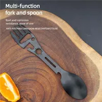 Camping Multifunctional Whistle Knife Survival Fork Spoon Kitchen Outdoor Multifunctional Wrench Bottle Opener
