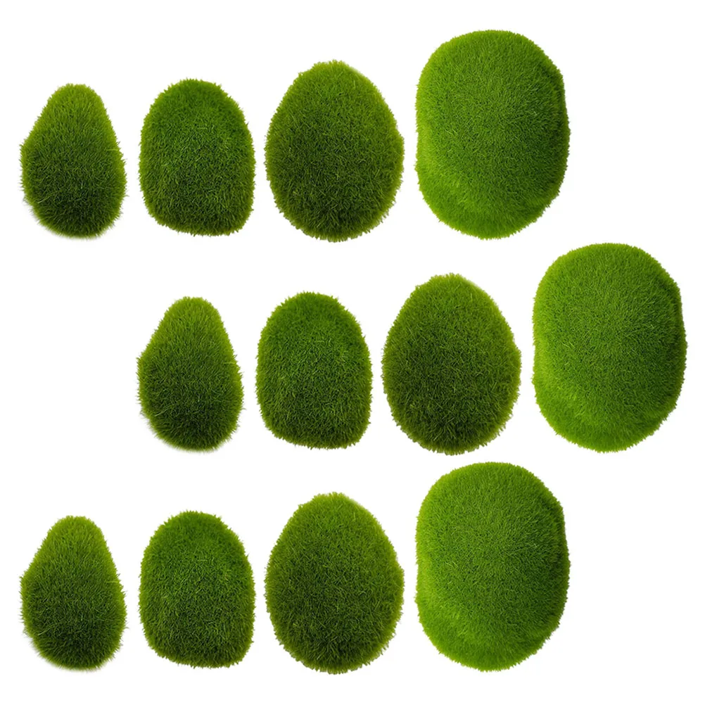 

40Pcs Green Moss Rocks Artificial Moss Stones Landscape Adornment Crafts Decorative Stones