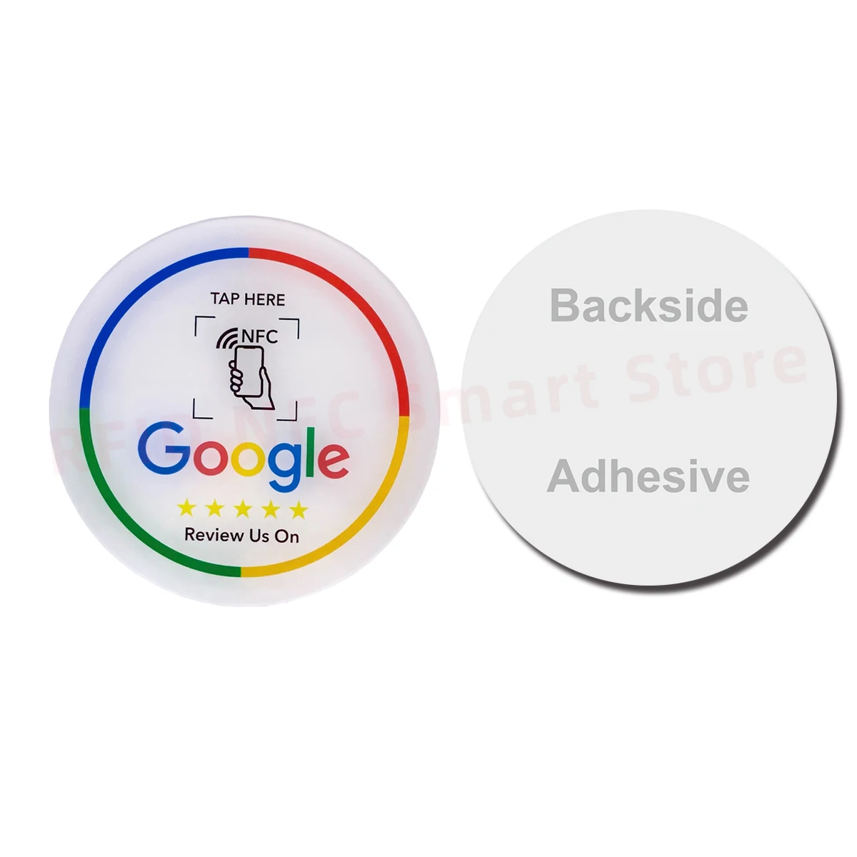 NFC Table Sticker Diameter 10CM Google Reviews NFC Sticker NFC 213 13.56MHz Programmable Acrylicl with Self-adhesive Backing