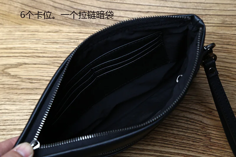 Nzpj Echt leder Herren handtasche natürliche Rindsleder Clutch Tasche große Kapazität Brieftasche Freizeit Tablet Tasche Umschlag Tasche Handy tasche – Detail 11