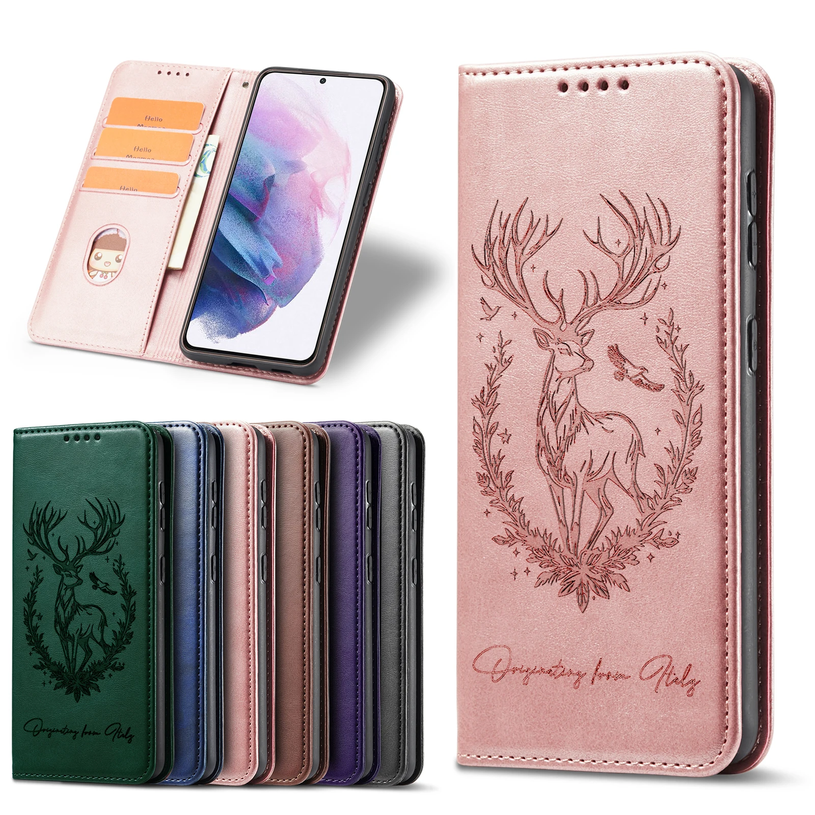 Tier Leder Telefon Brieftasche Fall Buch Für Oppo Reno 13 12 11 10 A5 A3 Pro 5G 13F 12F 11F A60 A79 A98 A38 A17 A74 A94 A53 Abdeckung