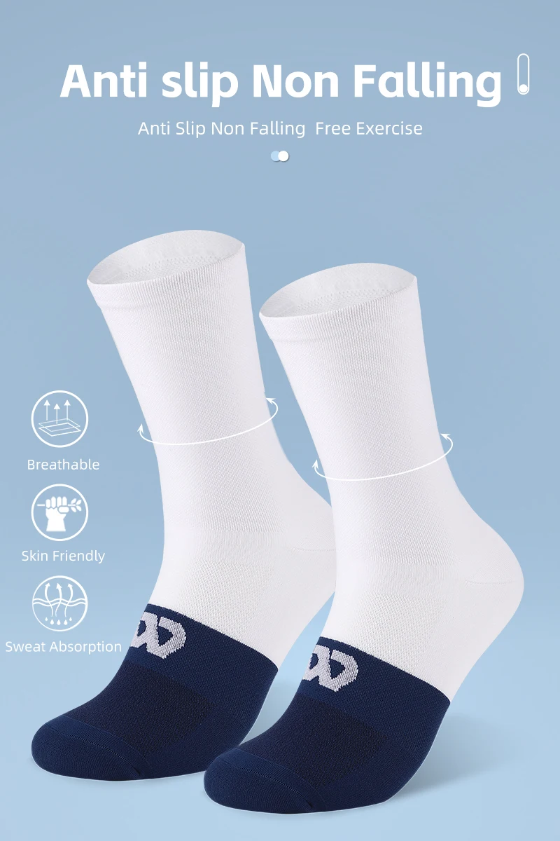 WEST BIKING Fahrradsocken für Männer und Frauen, Farbblock-Design, Atmungsaktive Sportsocken, Hohe Elastizität, Lauf- und Fahrradausrüstung, Größe 37-44 – Detail 7