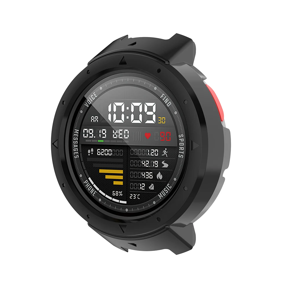 

Smart Watch Case Pc Protective Watch Cover Material Dustproof Shockproof Lightweight Comfortable Fit Verge A1801 Black