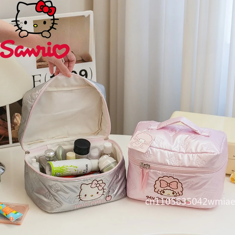 Hello Kitty New Handheld Makeup Bag Fashionable High Quality Embroidered Lipstick Storage Bag Cartoon Cute Travel Storage Bag