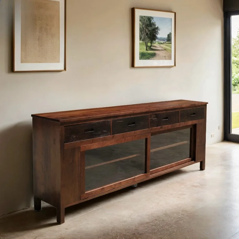 Four-drawer glass long cabinet, sideboard, entryway, cabinet