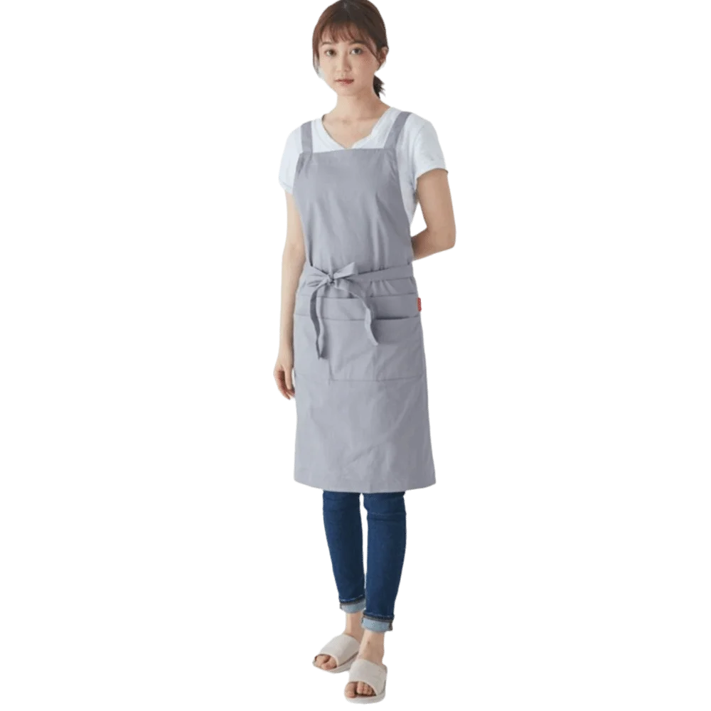 

Фартук для чистки Хлопковый фартук в японском стиле H-типа Регулируемый унисекс Рабочий фартук с подвеской на шею и карманами Кухонный фартук Официант