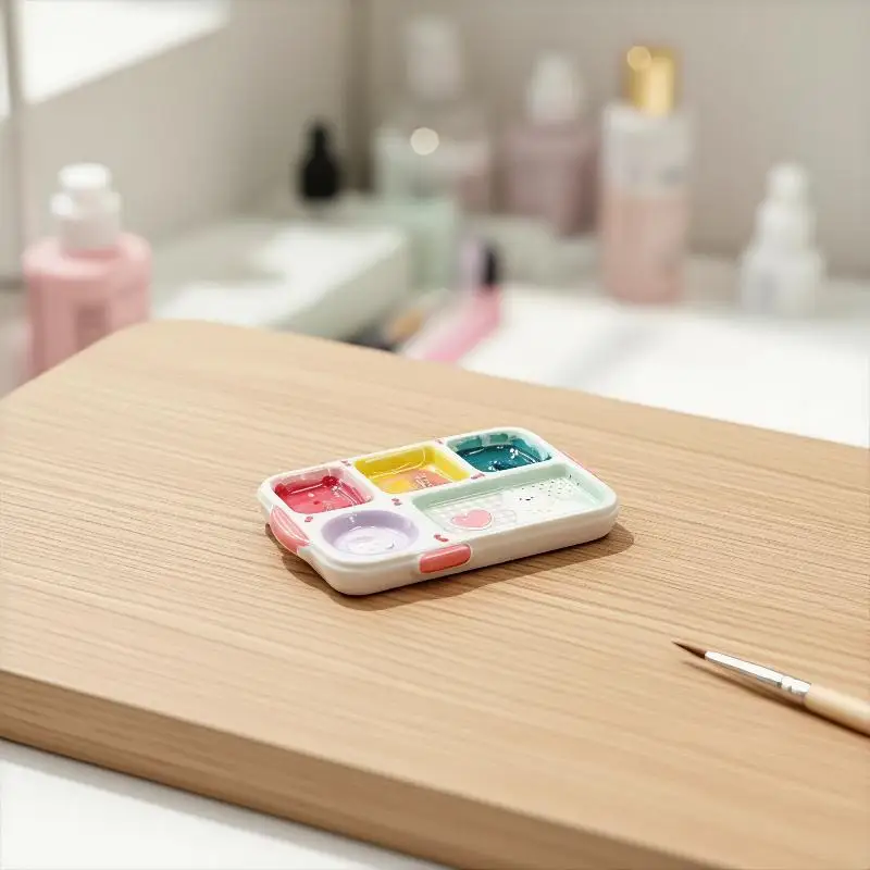 Mini Portable Nail Art Mixing Palette With Multi-Grid Gel Polish Mixing Tray,Suitable For Salon & Home Use, Color Mixing Board