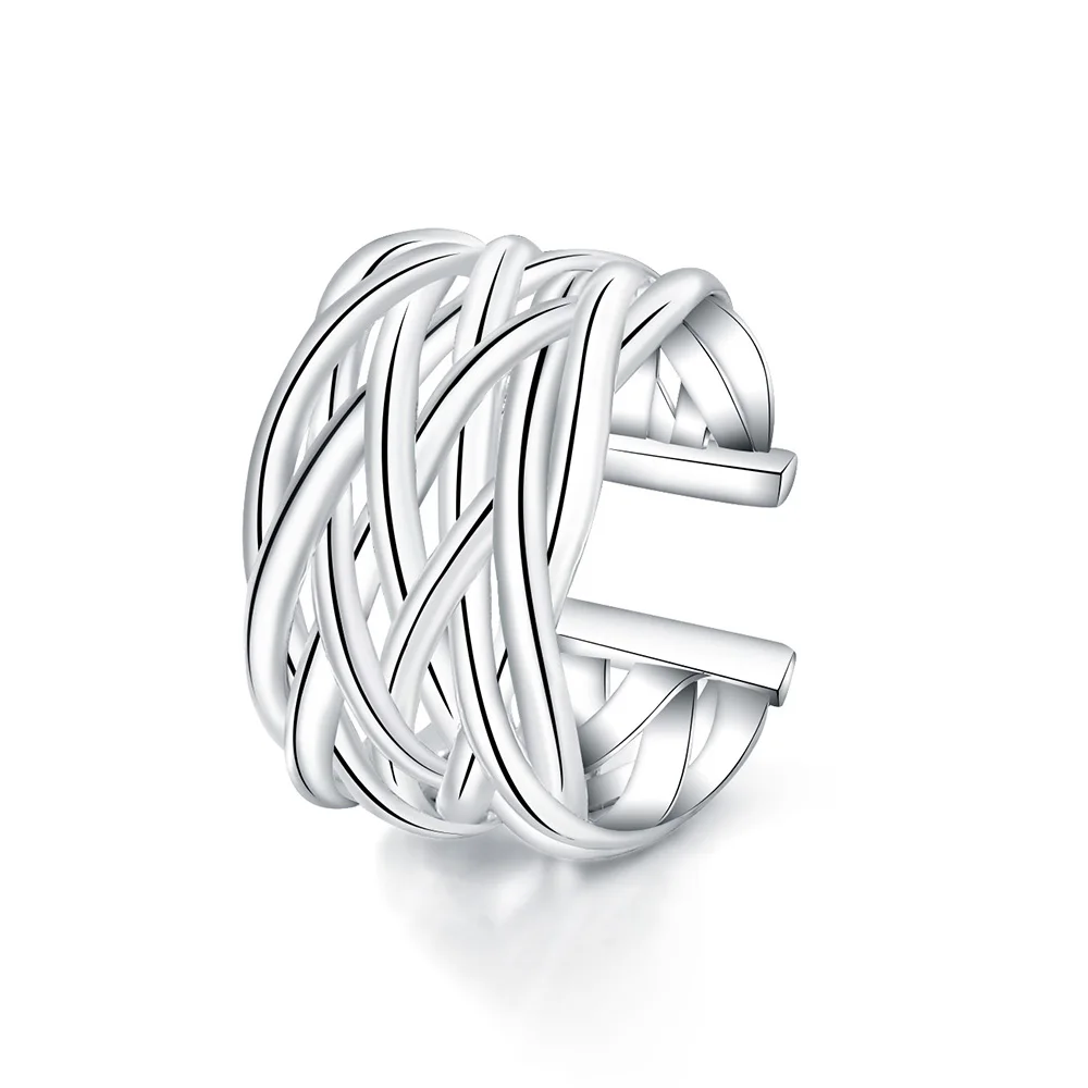 Anillos ajustables de red entrelazada de Plata de Ley 925 para mujer, joyería de diseñador de lujo, ofertas de joyería GaaBou