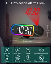 Reloj despertador digital con proyección LED y pantalla grande 8.5"