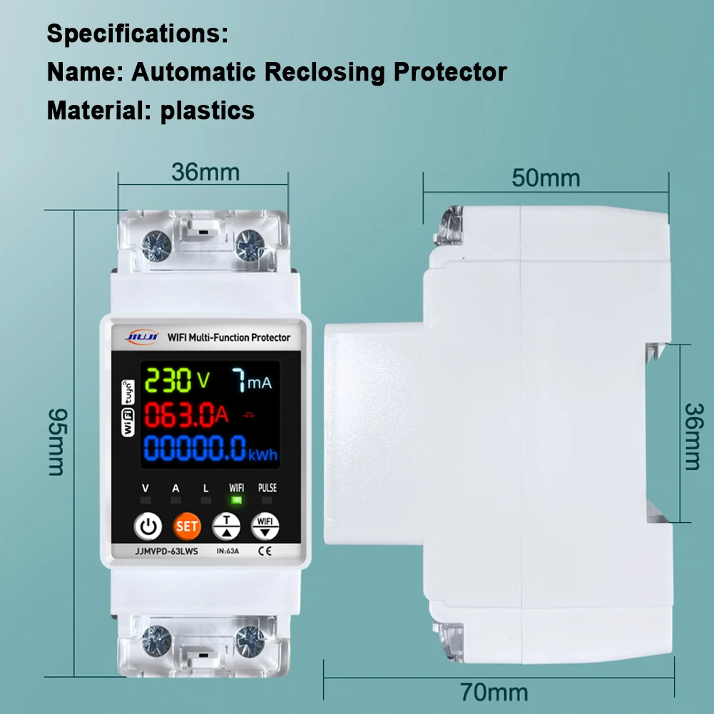 Tuya WiFi Automatic Reclosuring Protector Intelligent Circuit Breaker Single Phase Reclosing Switch Voltage Protective Device