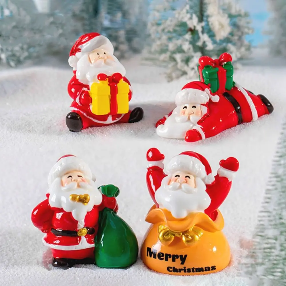 Resin Christmas Figurines Xmas Ornament Home Decorations Cartoon Snowman Statue Desk Knick-knacks Doll House