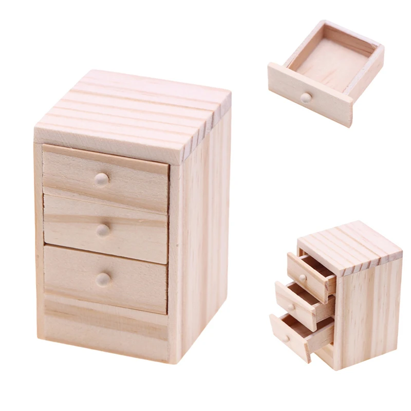 1:12 Dollhouse Miniature Bedside Drawer Cabinet Model Doll Storage Cabinet Furniture Decor Toy Micro Scene Construction Props