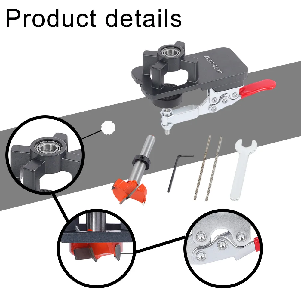 For Cabinet Making Hinge Hole Locator Cabinet Assembly 18*11*6cm Adjustable Margin Settings Aluminum Alloy Construction