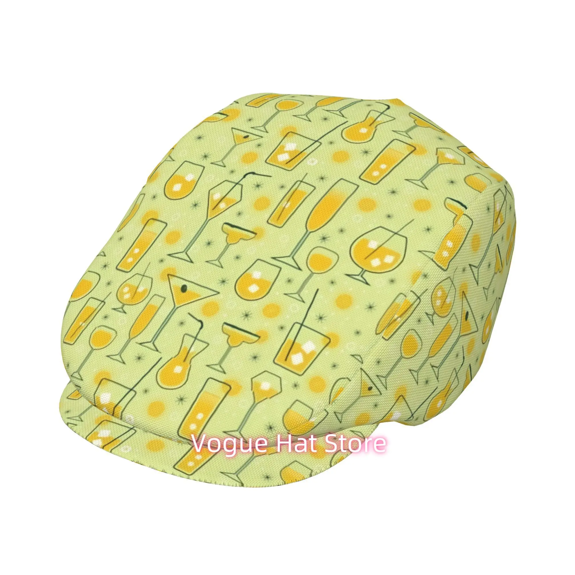 1pc Lemon Party All-Over Printed Beret, Retro Newsboy Cap, Unisex, Essential Fashion Accessory for Outdoor Leisure And Formal Oc