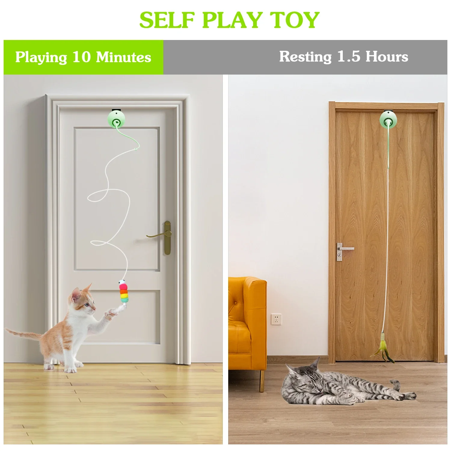 Juguetes interactivos de plumas para gatos, juguetes eléctricos colgantes para gatos de interior, juguete rompecabezas para gatos, juguetes para gatitos, intercomunicador automático para gatos