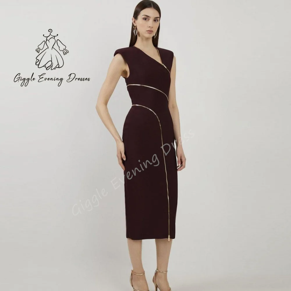

Giggle Customized Crepe Straight V-Neck Fashion Tiered Ruched elegant Sleeveless Formal Saudi evening gala dress for women 2025