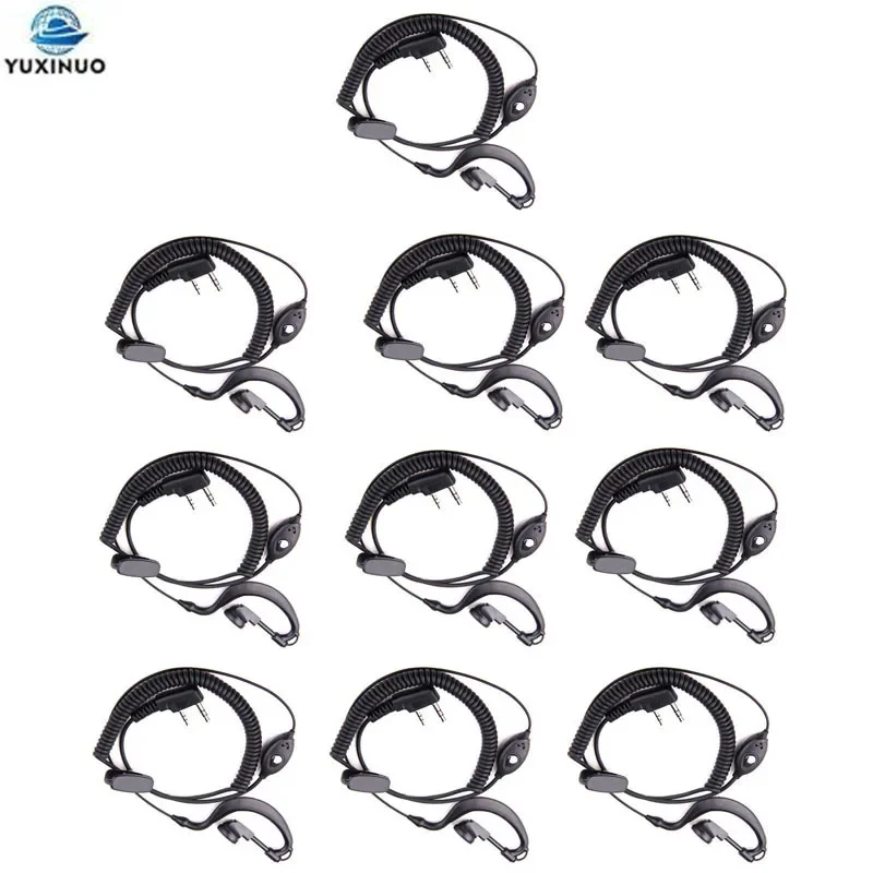 

10PCS 2PIN Earpiece Headset PTT MIC Ear Hook Walkie Talkie Earbud Interphone Earphone for BAOFENG UV-5R UV5R BF-888S/KENWOOD/HYT