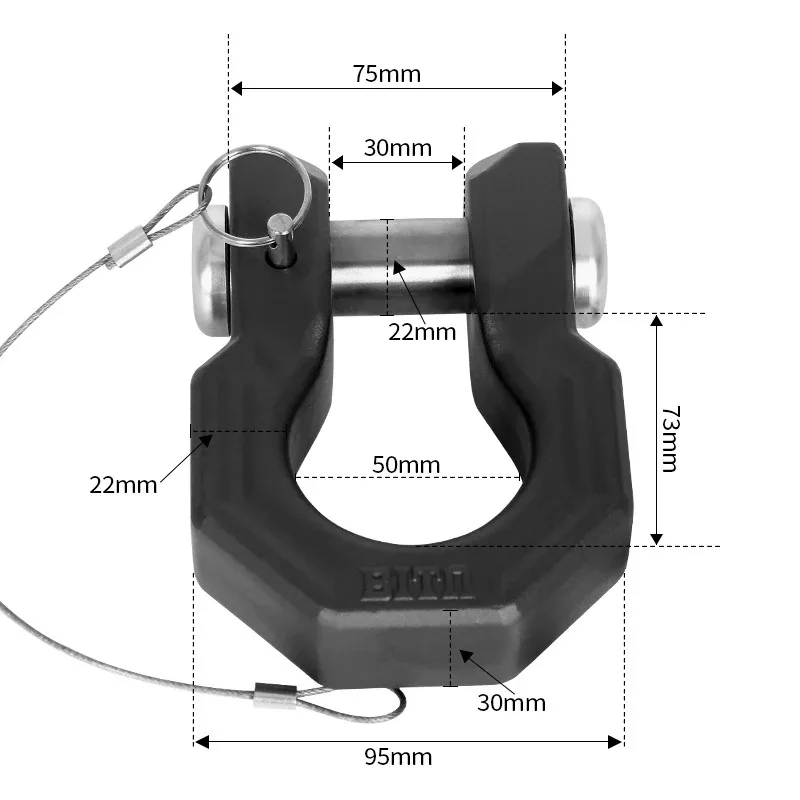أسود 7075 سبائك الألومنيوم مزورة وصلة مقطورة القوس تكبل U-هوك سحب هوك تجديد أجزاء على الطرق الوعرة اكسسوارات السيارات
